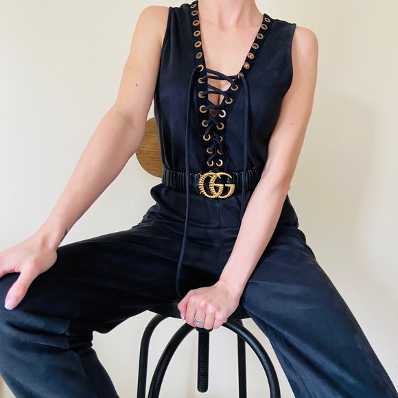 Suede Lace Up Jumpsuits